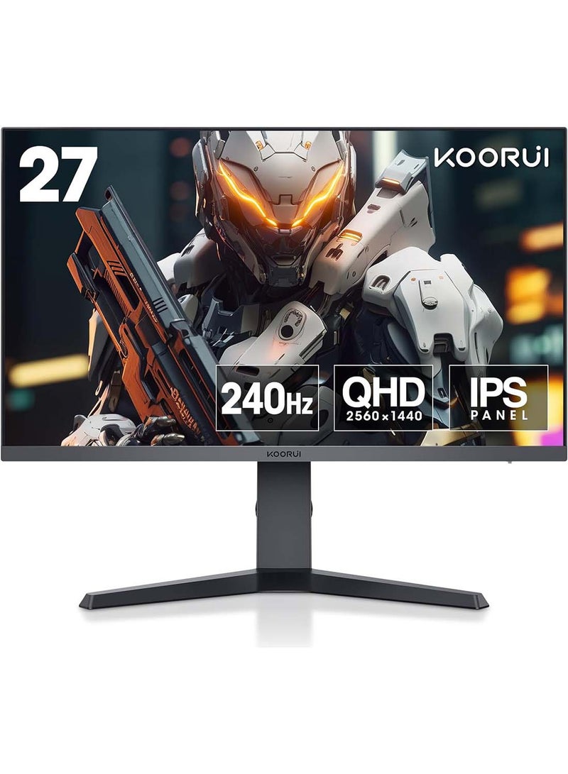 KOORUI Gaming Monitor 27E3QK - 27 Inch QHD Monitor, 240Hz, 1ms, IPS, Adaptive Sync, G-sync Compatible (2560x1440, HDR 400, HDMI, DisplayPort, Eye-Care), Black… - Image 1