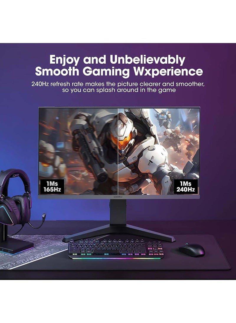 KOORUI Gaming Monitor 27E3QK - 27 Inch QHD Monitor, 240Hz, 1ms, IPS, Adaptive Sync, G-sync Compatible (2560x1440, HDR 400, HDMI, DisplayPort, Eye-Care), Black… - Image 2