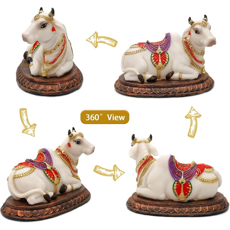 alikiki Hindu God Idol Nandi Statues - 6.6" L 2PCS Nandi Figurines Gift for Indian Friends Family Man Woman Diwali Gifts Pooja Return Gifts Diwali Murti Item Home Office Mandir Temple Puja Decor - Image 2