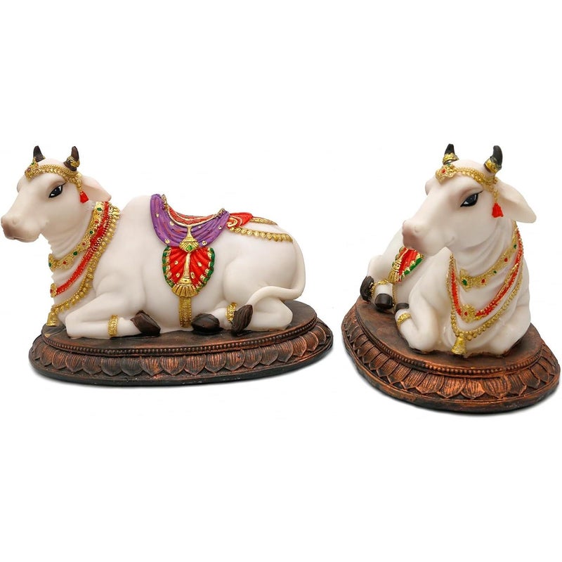 alikiki Hindu God Idol Nandi Statues - 6.6" L 2PCS Nandi Figurines Gift for Indian Friends Family Man Woman Diwali Gifts Pooja Return Gifts Diwali Murti Item Home Office Mandir Temple Puja Decor - Image 1