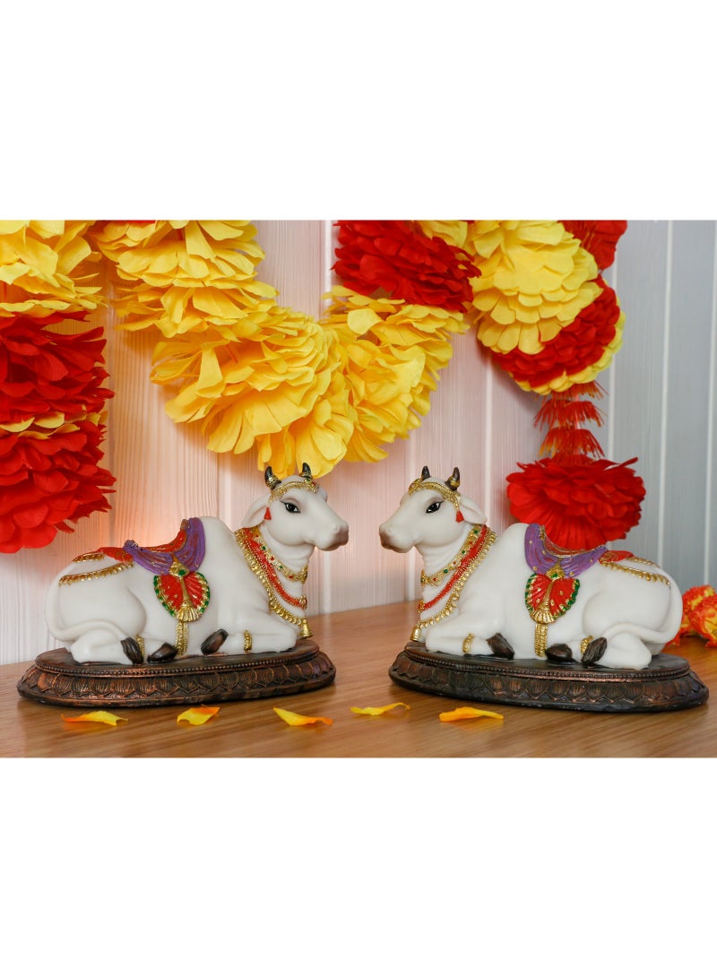 alikiki Hindu God Idol Nandi Statues - 6.6" L 2PCS Nandi Figurines Gift for Indian Friends Family Man Woman Diwali Gifts Pooja Return Gifts Diwali Murti Item Home Office Mandir Temple Puja Decor - Image 3