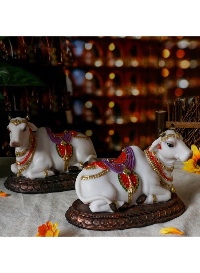 alikiki Hindu God Idol Nandi Statues - 6.6" L 2PCS Nandi Figurines Gift for Indian Friends Family Man Woman Diwali Gifts Pooja Return Gifts Diwali Murti Item Home Office Mandir Temple Puja Decor - Image 4