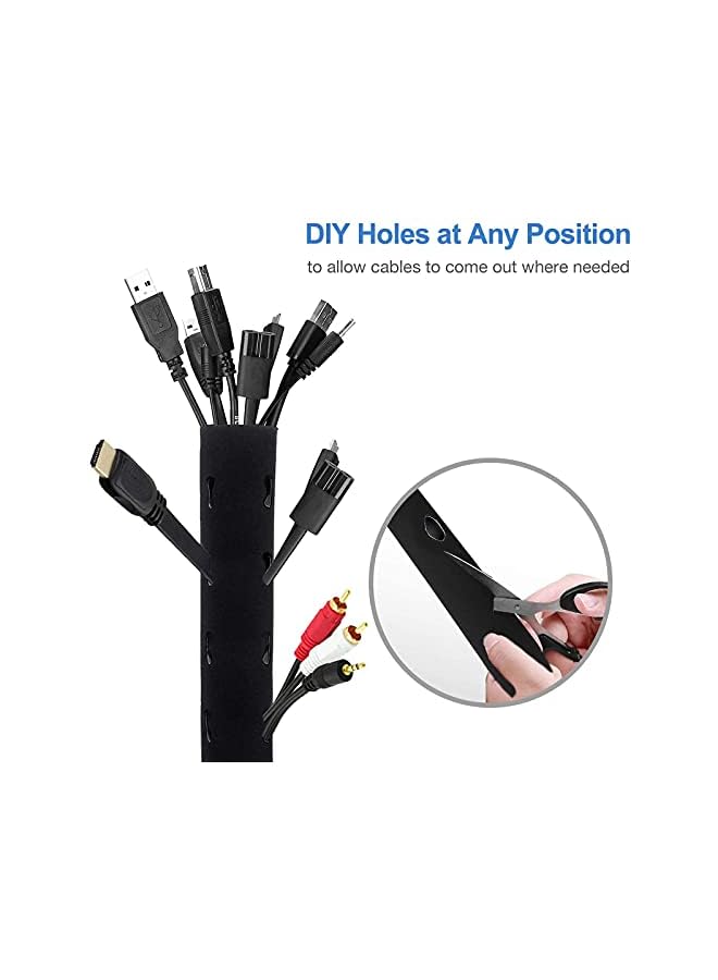 JOTO Management Sleeve, JOTO Cord Management System for TV/Computer/Home Entertainment, 19-20 inch Flexible Cable Sleeve Wrap Cover Organizer, 4 Piece - Black - Image 3