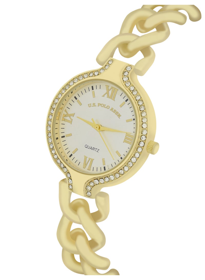 U.S. Polo Assn. Women's Quartz Analog gold tone plated watch and bracelet set - Image 2