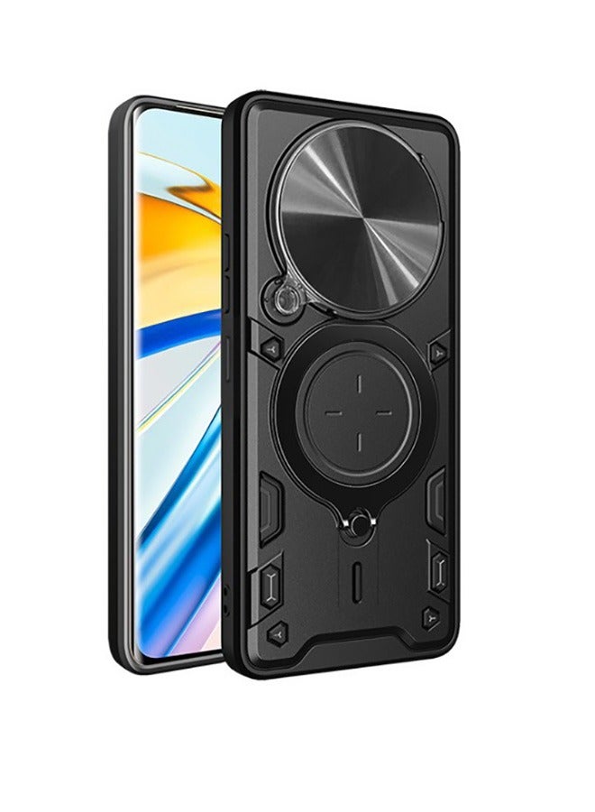 المجد x9b 5G / المجد x50 5G الإسكان ، مع انزلاق غطاء الكاميرا ودعم عصابة المغناطيسي ، عالية الجودة غطاء الحماية من الصدمات ، وحماية ضد السقوط ، صدمة الإسكان ، أسود - Image 1