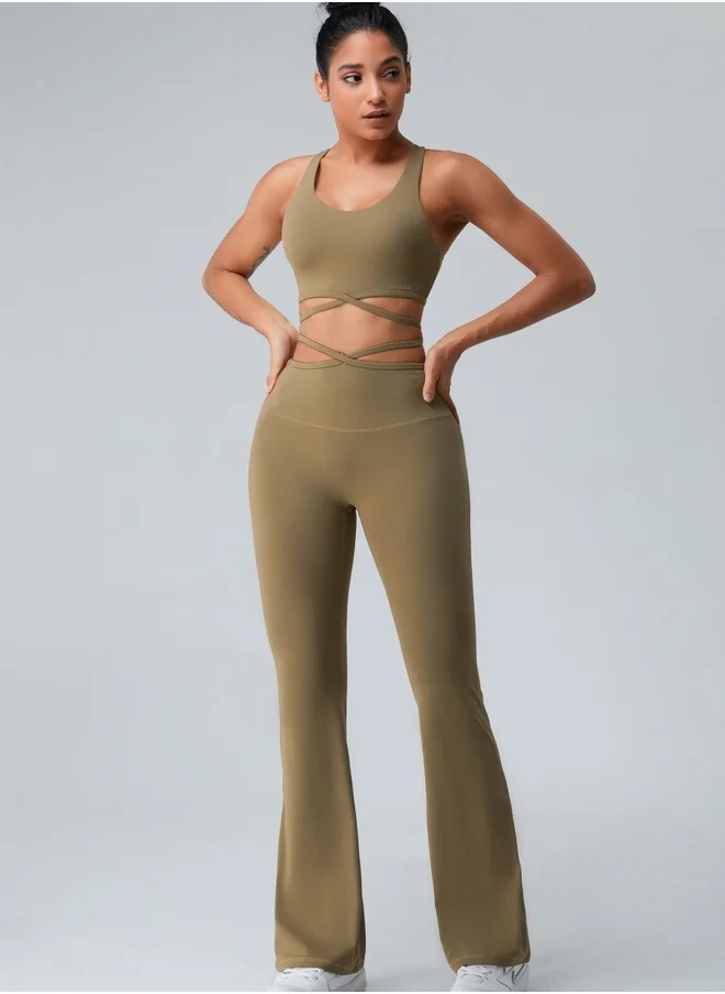 كون.يوغا Womens High Waist Flared Contour Seamless Workout Sport Leggings Yoga Pants Tummy Control Running Pants