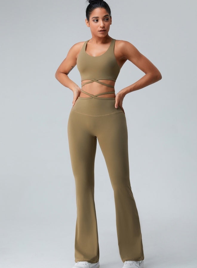 KAWN.YOGA Womens High Waist Flared Contour Seamless Workout Sport Leggings Yoga Pants Tummy Control Running Pants  - Image 2