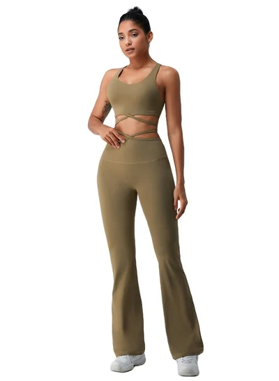 KAWN.YOGA Womens High Waist Flared Contour Workout Sport Leggings Yoga Pants Tummy Control Running Pants