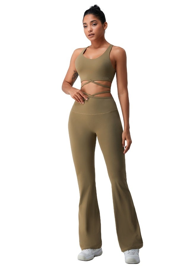 KAWN.YOGA Womens High Waist Flared Contour Seamless Workout Sport Leggings Yoga Pants Tummy Control Running Pants  - Image 1