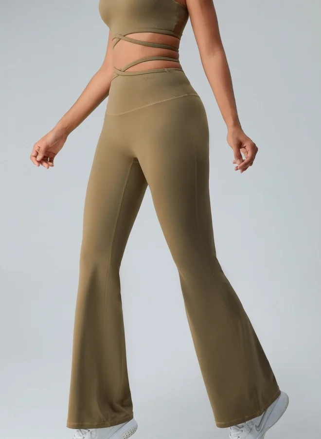 KAWN.YOGA Womens High Waist Flared Contour Workout Sport Leggings Yoga Pants Tummy Control Running Pants
