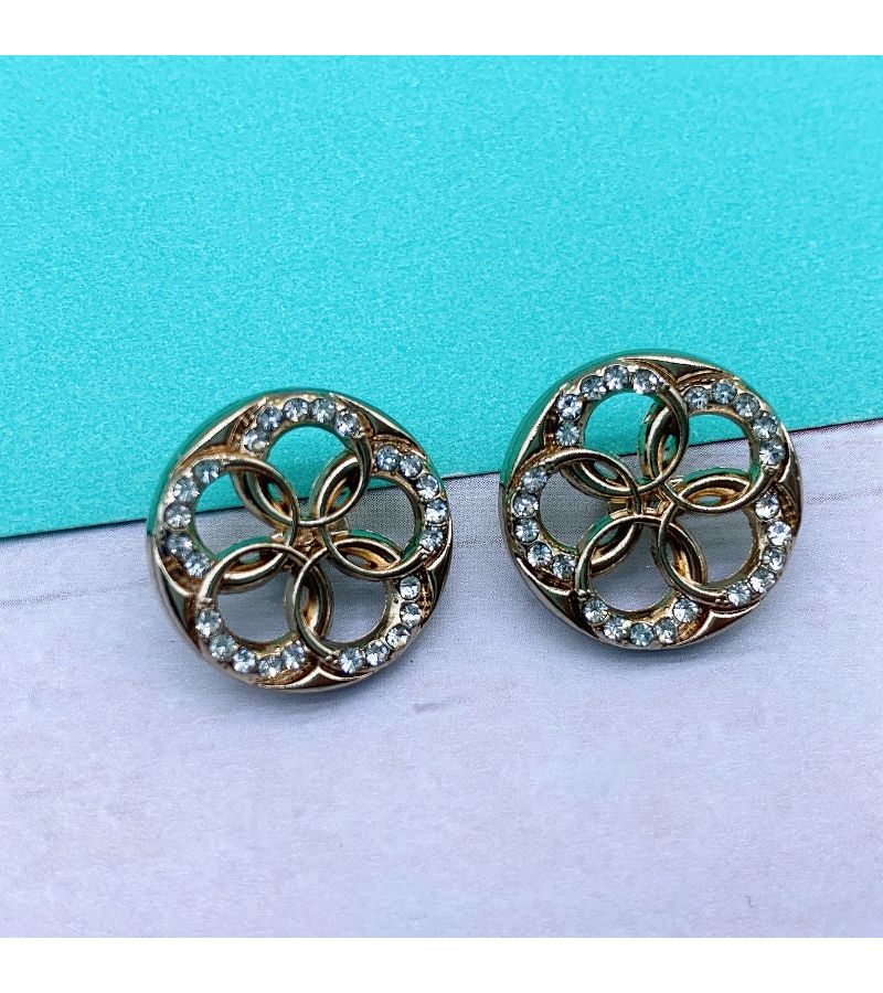 5Pcs Gold Rhinestone Hollow Flower Buttons For Formal Attire - Image 1