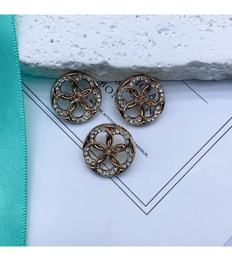 5Pcs Gold Rhinestone Hollow Flower Buttons For Formal Attire - Image 5
