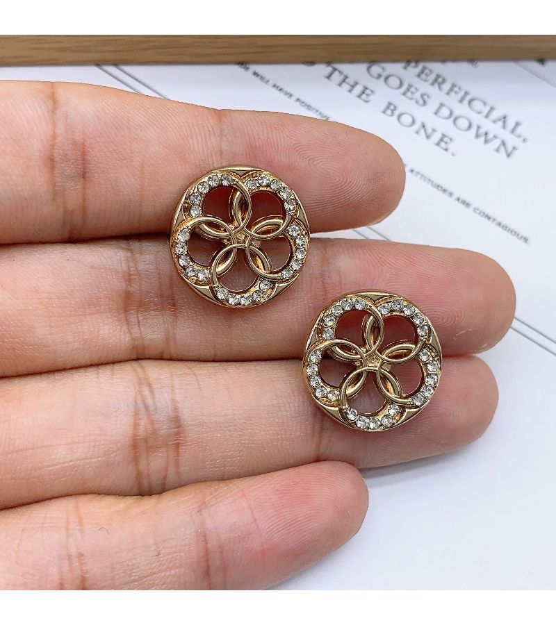 5Pcs Gold Rhinestone Hollow Flower Buttons For Formal Attire - Image 2