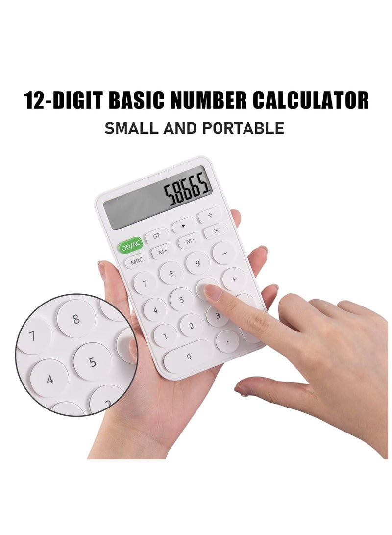 Zikra Desktop Calculator for Students, Office Supplies and Accessories, 12-Digit LCD Display Battery Basic Desk Pocket Calculators, Basic Office Calculator, for School Office Home Supplies,White - Image 3