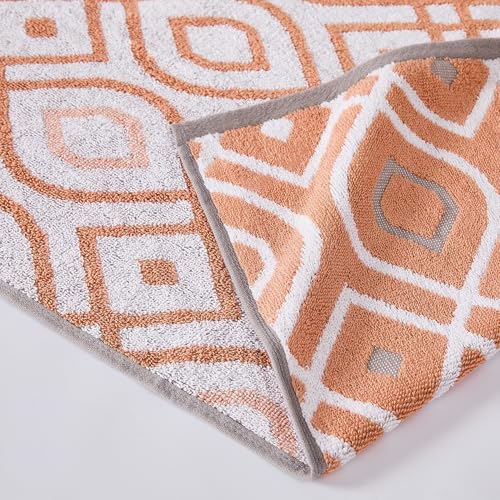Modern Threads Oxford 6-Piece 100% Cotton Towel Set – Yarn Dyed Jacquard & Solid – Includes 2 Bath Towels, 2 Hand Towels, 2 Washcloths – Absorbent, Quick Dry, Soft & Durable – Orange - Image 2
