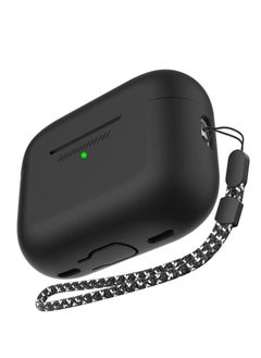 AirPods Pro 2 Case Silicone Protective Cover [Front LED Visible] Compatible with 2nd Generation (Black)
