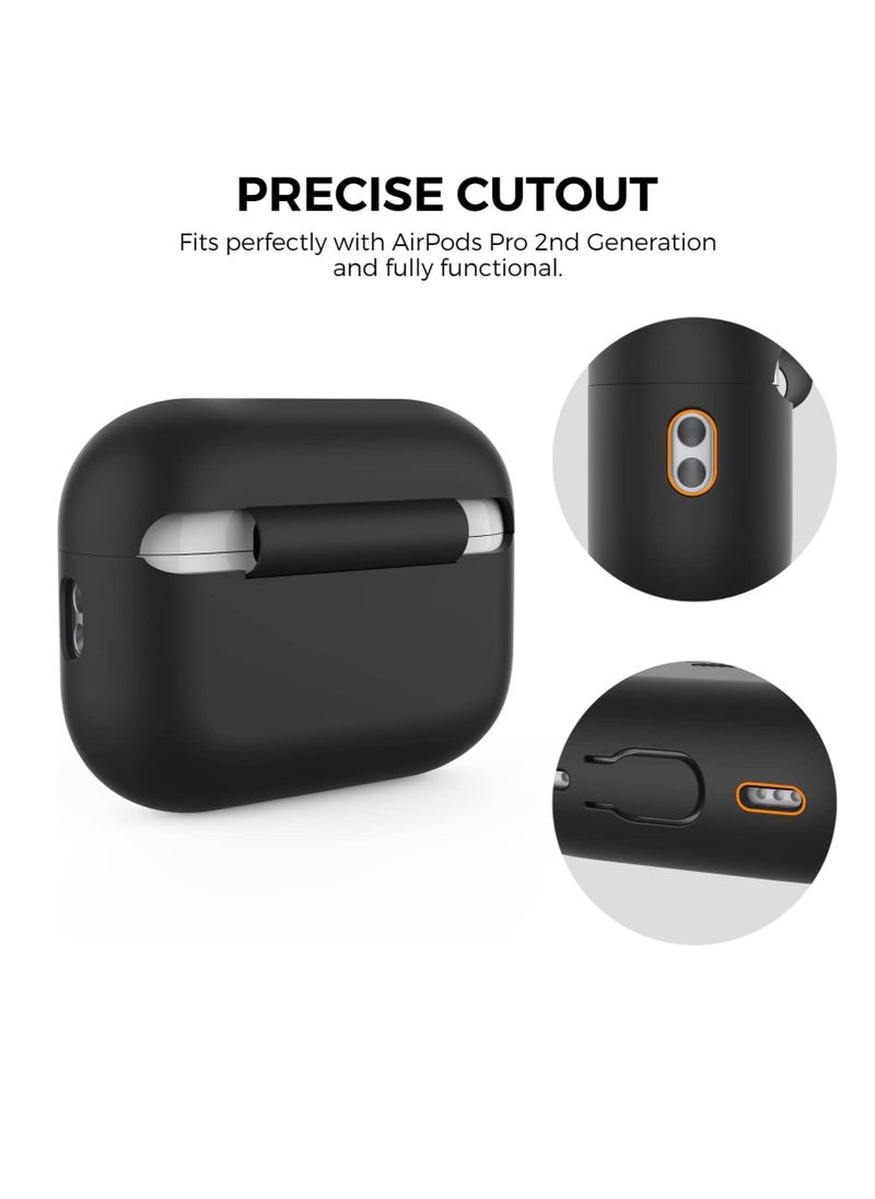 Excefore - AirPods Pro 2 Case Silicone Protective Cover [Front LED Visible] Compatible with 2nd Generation (Black) - Image 1