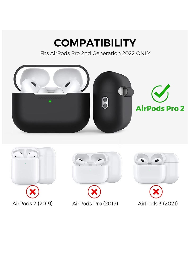 Excefore - AirPods Pro 2 Case Silicone Protective Cover [Front LED Visible] Compatible with 2nd Generation (Black) - Image 1