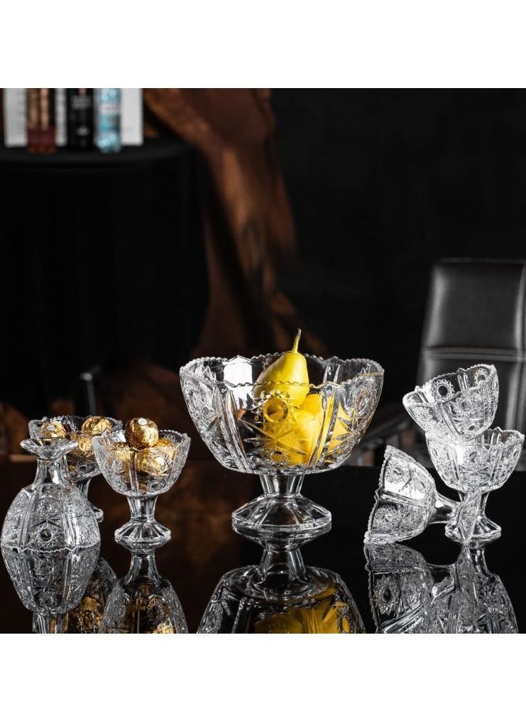 Delisoga - Fruit Serving Crystal Bowl - Decoration Fruit Bowl For Dining Table - Decorative Serving Bowl For Parties Set of 7 - Image 1