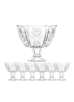 Fruit Serving Crystal Bowl - Decoration Fruit Bowl For Dining Table - Decorative Serving Bowl For Parties Set of 7