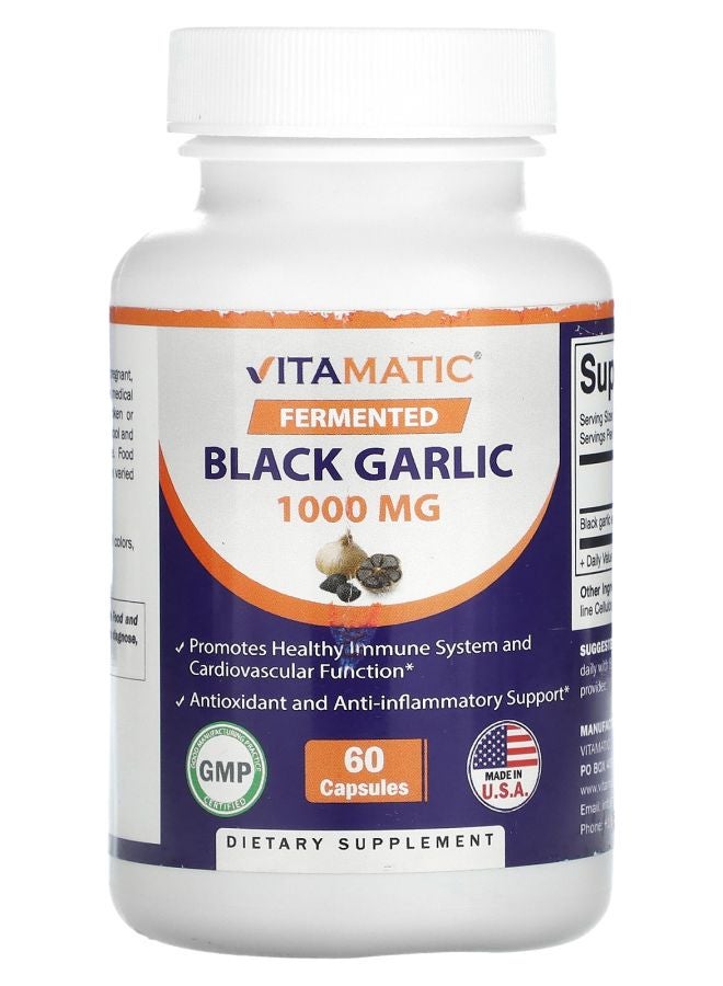 Vitamatic Fermented Black Garlic 1000 mg 60 Capsules (500 mg per Capsule)