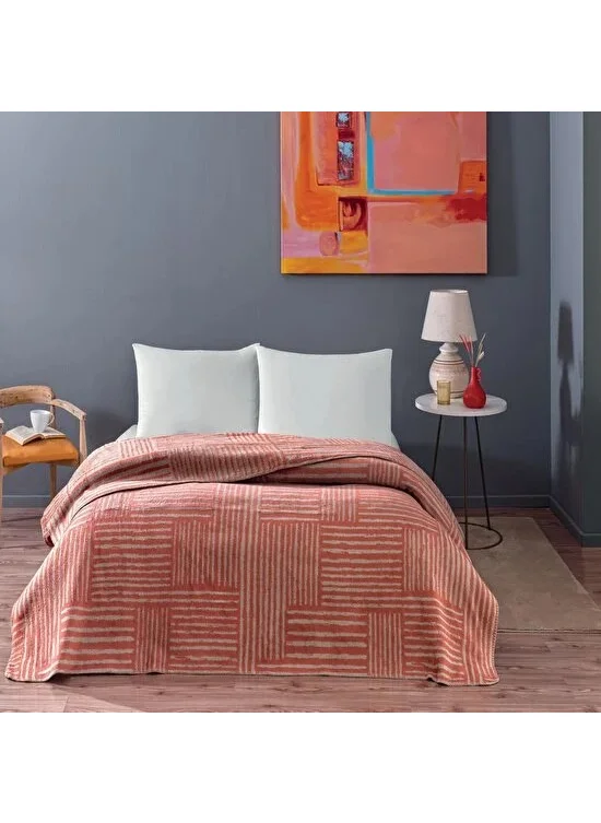 Taç Tac Gable Cotton Double Blanket Tile