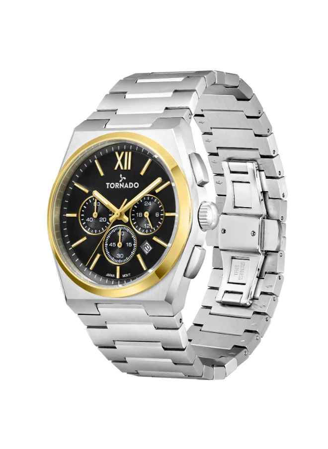 تورنيدو Men's Stainless Steel Multi Function Watch T24105-TBSB - 44.5 mm
