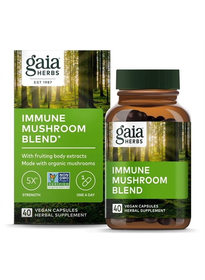 Immune Mushroom Blend - Immune Support Mushroom Supplement for Year-Round Health* - with Reishi, Cordyceps, Turkey Tail, Shiitake, and Chaga Mushrooms - 40 Vegan Capsules (40-Day Supply)