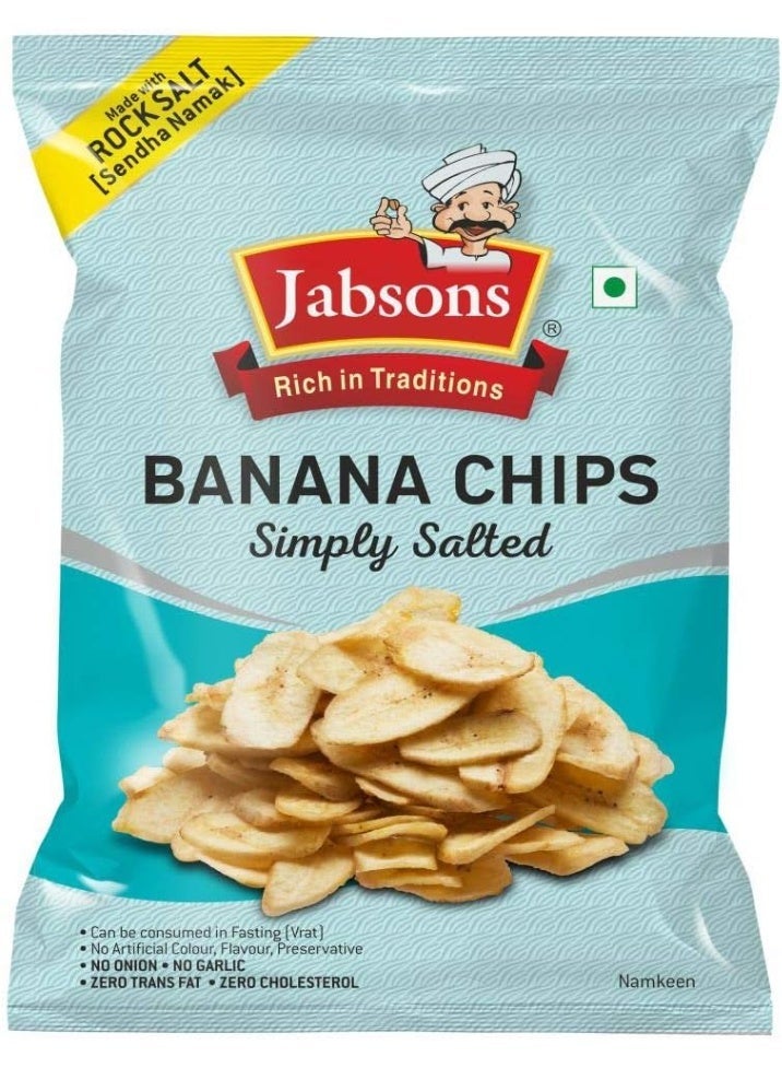 Jabsons banana chips simply salted 150g |Crispy & Crunchy| Vrat Special | vrat snacks | banana chips| salted| vrat namkeen| sendha namak| No Onion No Garlic| Munchies - Image 1