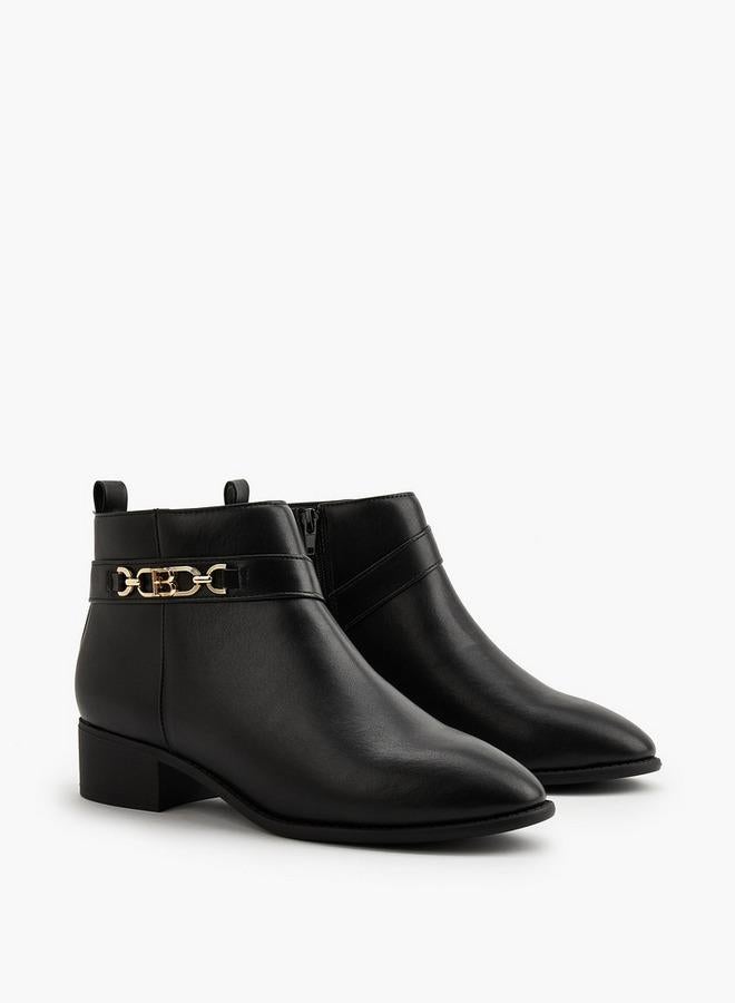 Flora Bella By Shoexpress Flora Bella Chain Accent Ankle Boots With Zip Closure - Image 1