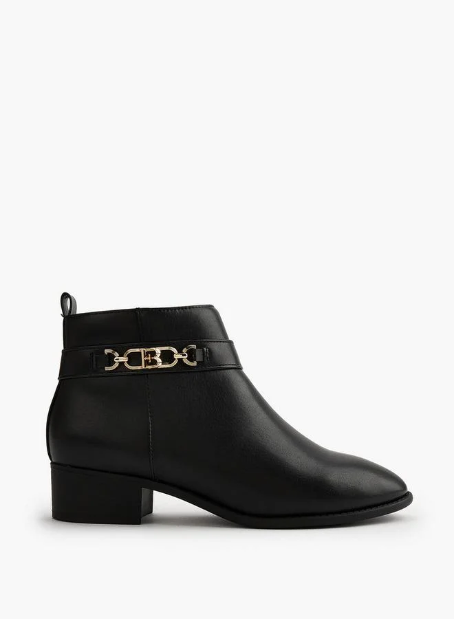 Flora Bella By Shoexpress Flora Bella Chain Accent Ankle Boots With Zip Closure