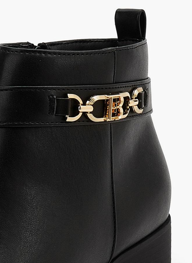 Flora Bella By Shoexpress Flora Bella Chain Accent Ankle Boots With Zip Closure - Image 4