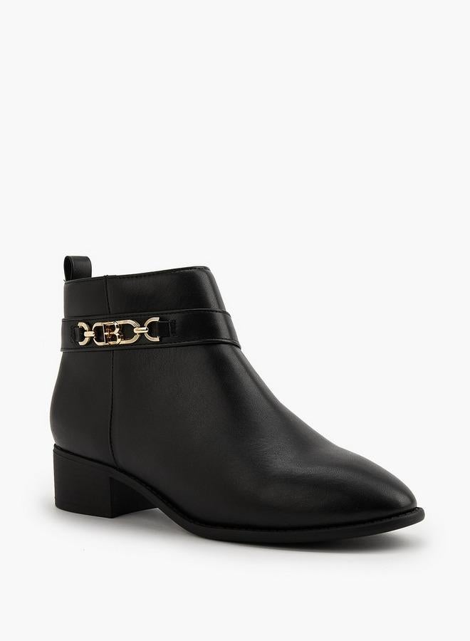 Flora Bella By Shoexpress Flora Bella Chain Accent Ankle Boots With Zip Closure - Image 3