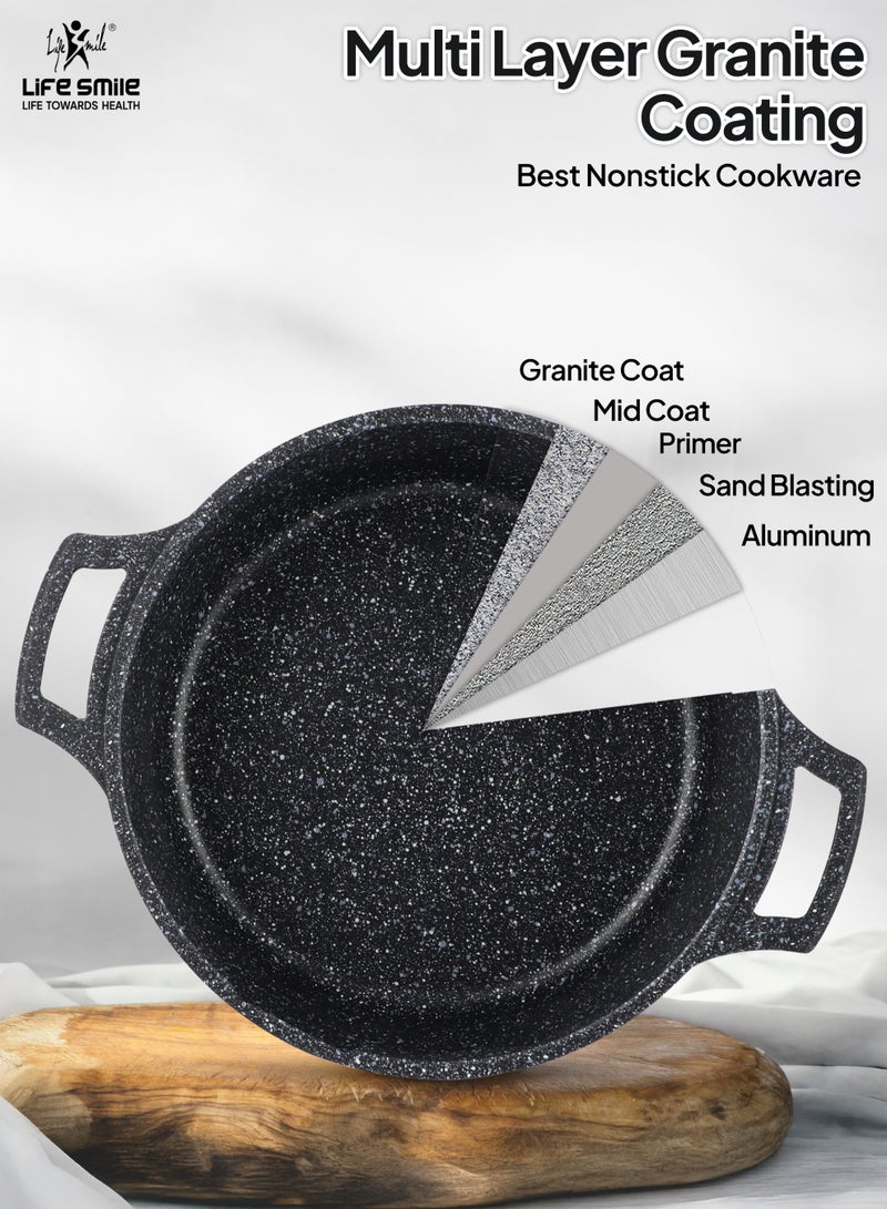 Life Smile 32cm Granite Non-Stick Shallow Pot with Glass Lid | Induction Bottom | Multi-Layer Granite Coating | 5.8L Capacity - Image 4