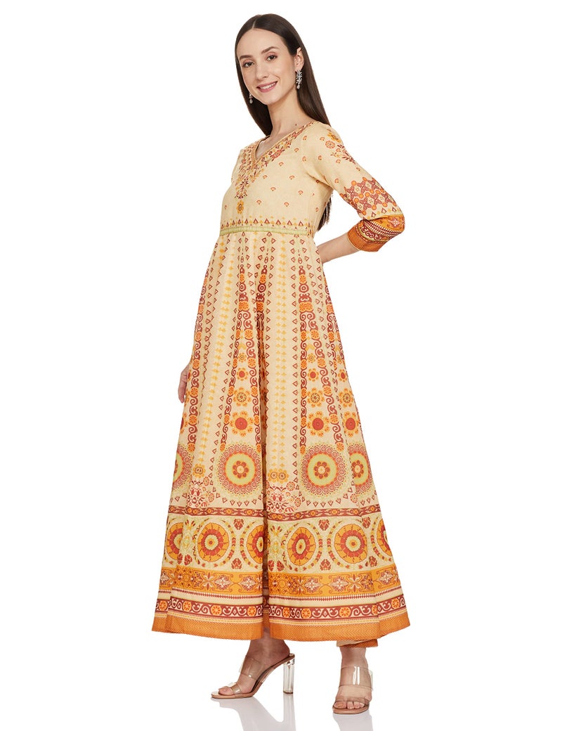 BIBA Women Printed Mix and Match(Festive 1520_Beige_36) - Image 2