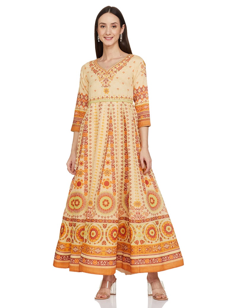 BIBA Women Printed Mix and Match(Festive 1520_Beige_36) - Image 5