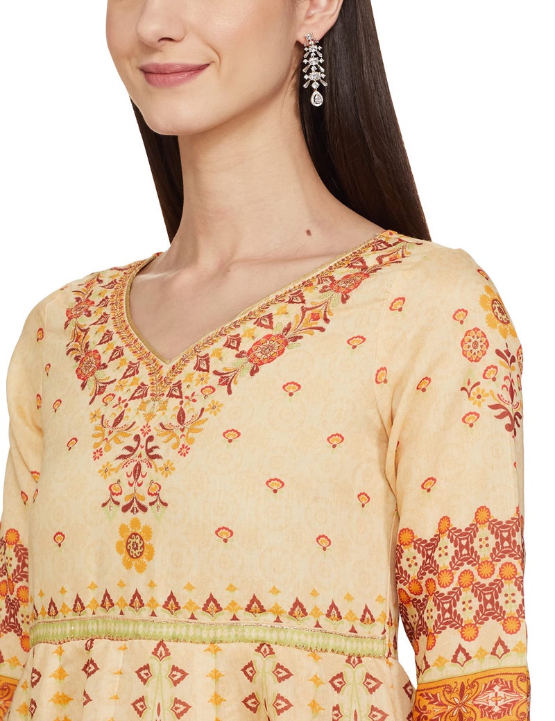 BIBA Women Printed Mix and Match(Festive 1520_Beige_36) - Image 3