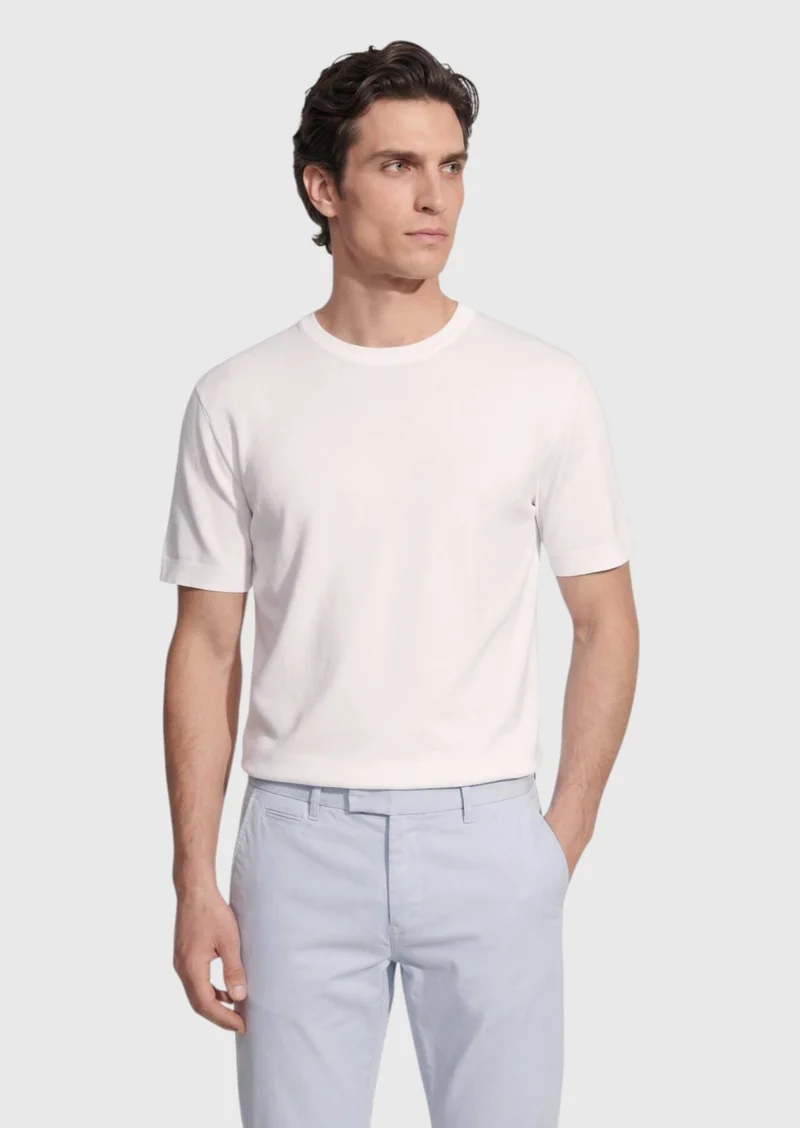 Ramsey White Jacquard 100% Cotton T-Shirt