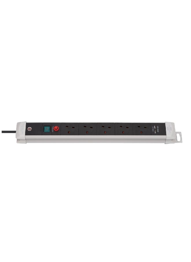 Brennenstuhl - 5-Socket and 2 USB Extension Cord Grey and Black 3 m 1955153600 - Image 1
