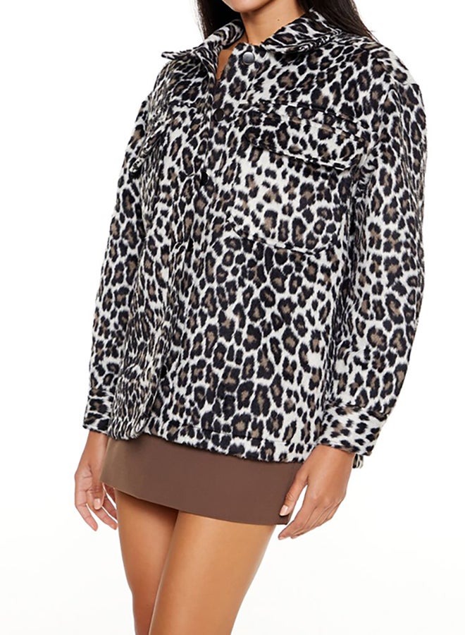 FOREVER 21 Faux Suede Leopard Print Shacket  - Image 2