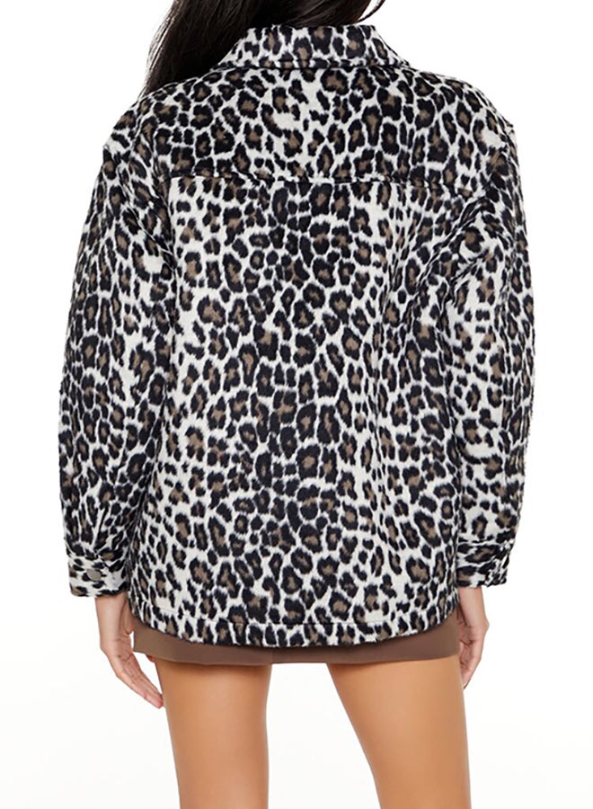 FOREVER 21 Faux Suede Leopard Print Shacket  - Image 3