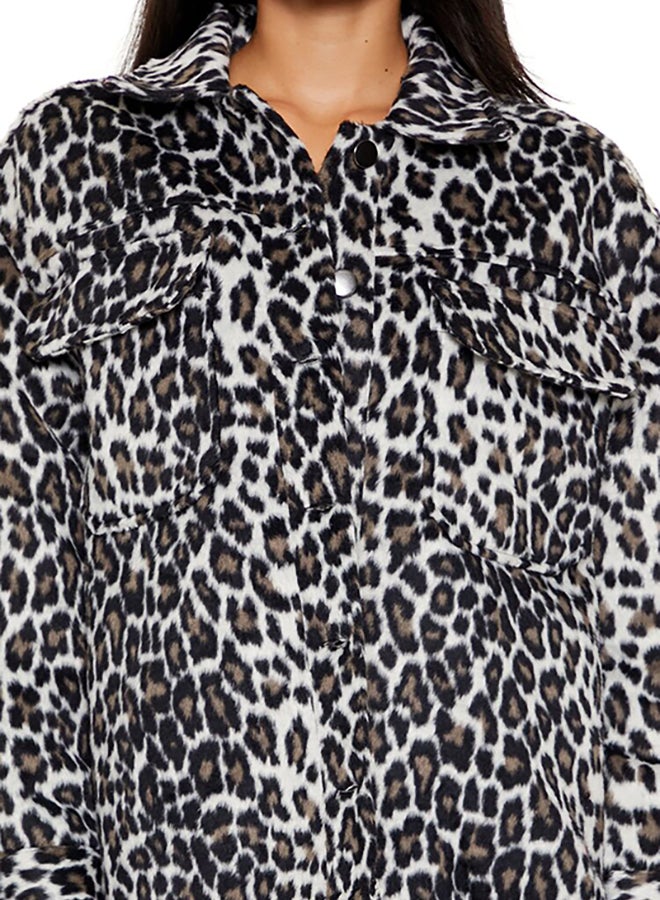 FOREVER 21 Faux Suede Leopard Print Shacket  - Image 5