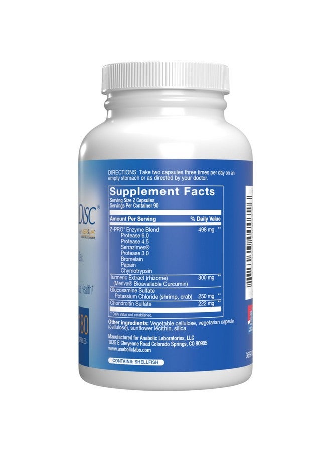 Anabolic Laboratories Nutra Disc & Joint Support Supplement - Clinically Formulated Restorative Cartilage Ligament and Tendon Supplement with Meriva Curcumin Enzymes Glucosamine and Chondroitin for Adults (180) - Image 1