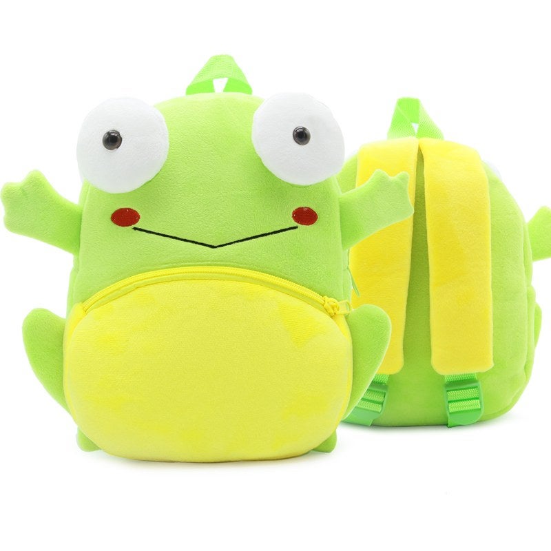Plush Kids Backpack, Frog Animal Design, Soft Lightweight School Bag for Toddlers and Preschool Kids - Image 2