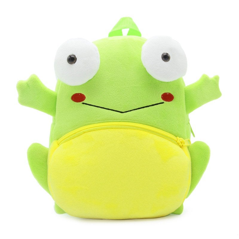 Plush Kids Backpack, Frog Animal Design, Soft Lightweight School Bag for Toddlers and Preschool Kids - Image 1