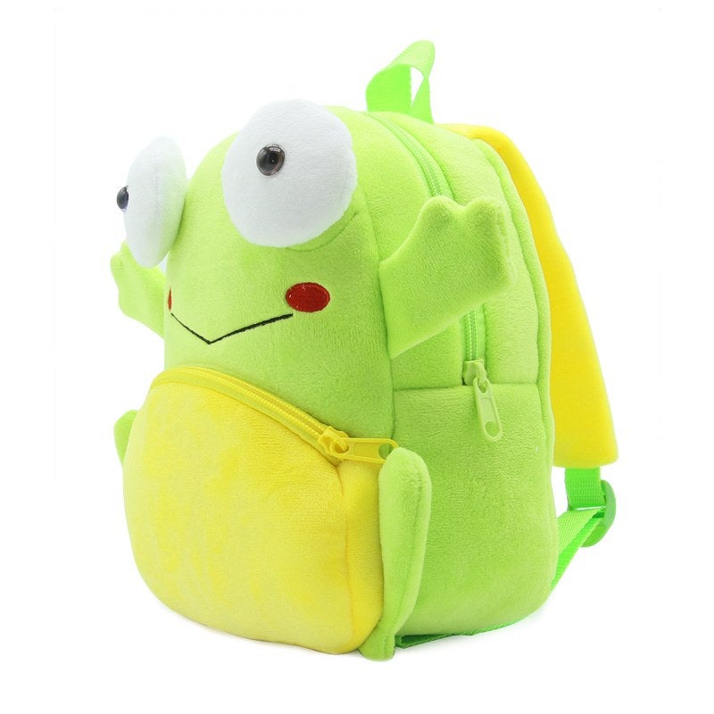 Plush Kids Backpack, Frog Animal Design, Soft Lightweight School Bag for Toddlers and Preschool Kids - Image 3