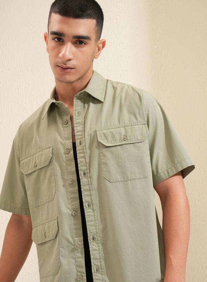 HIGHLANDER Regular Fit Collared Shirt with Pockets - Image 1