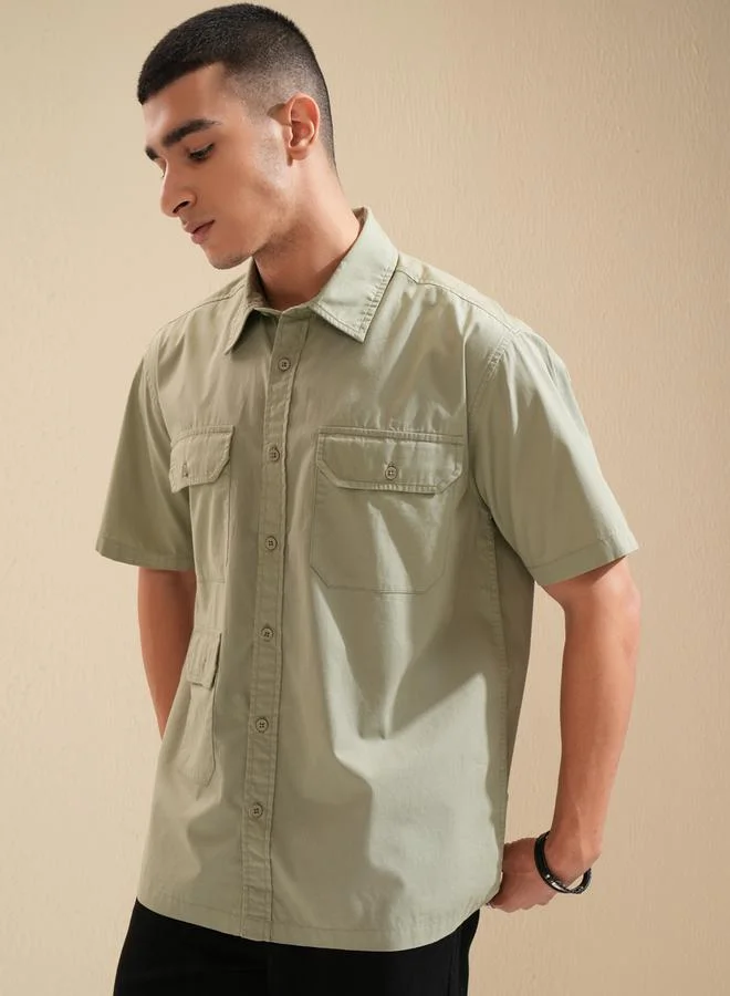 HIGHLANDER HIGHLANDER Regular Fit Collared Shirt with Pockets