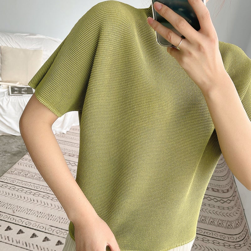Green Women's Top Summer Loose Fit Short Sleeves Casual Fashionable - Image 2