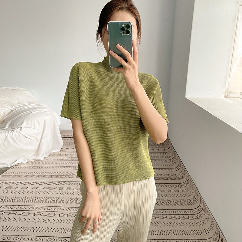 Green Women's Top Summer Loose Fit Short Sleeves Casual Fashionable - Image 1